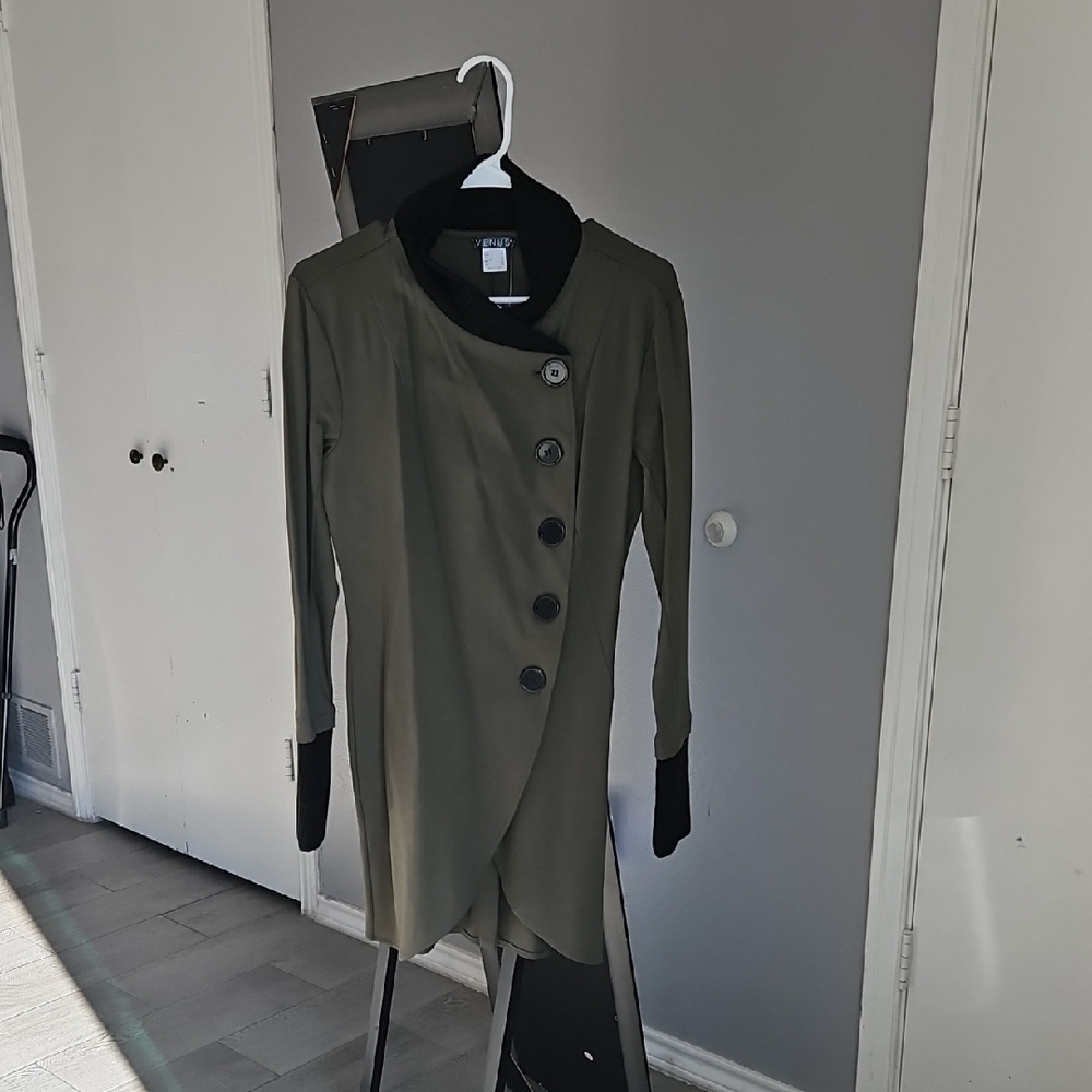 VENUS Olive Green Asymmetrical Coat